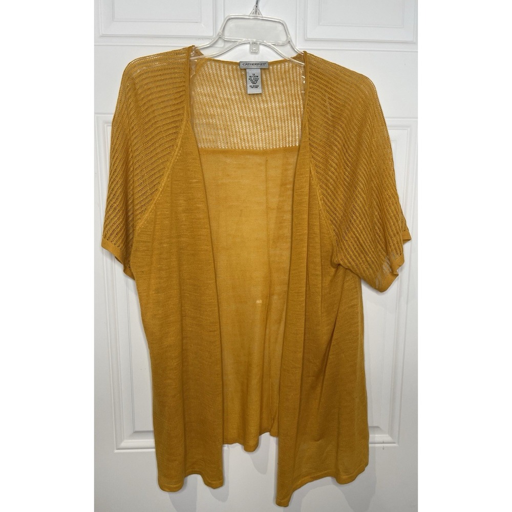 Catherines Plus 1X 18 / 20W Ladies Open Front Yellow Cardigan Short Sleeve